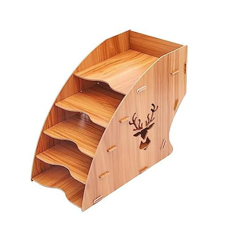 Wooden Invoice Bill Storage Rack Desktop Paper Organizer File Holder Document Letter Sorter Tray Mail Rack