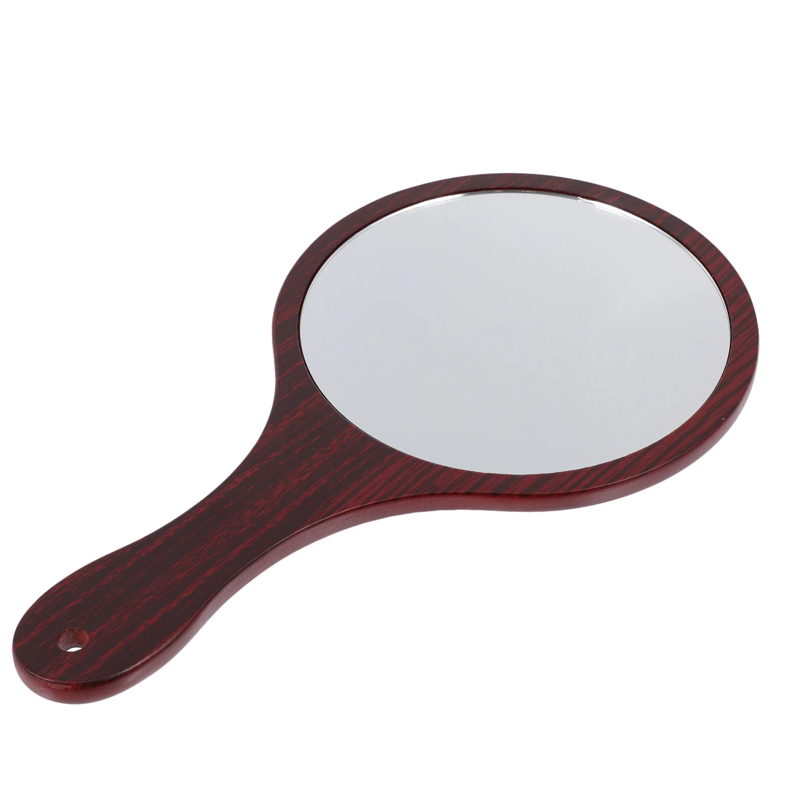 1pc Wooden Handle Makeup Mirror Compact Travel Vanity Mirror For Women Durable Handheld Glass Tool