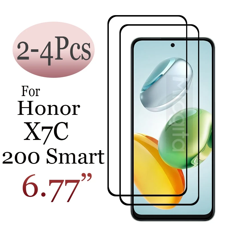 

2-4Pcs For Honor X7C Tempered Glass 6.77"Screen protector 200Smart glass Anti-Scratch High Definition Full Glue
