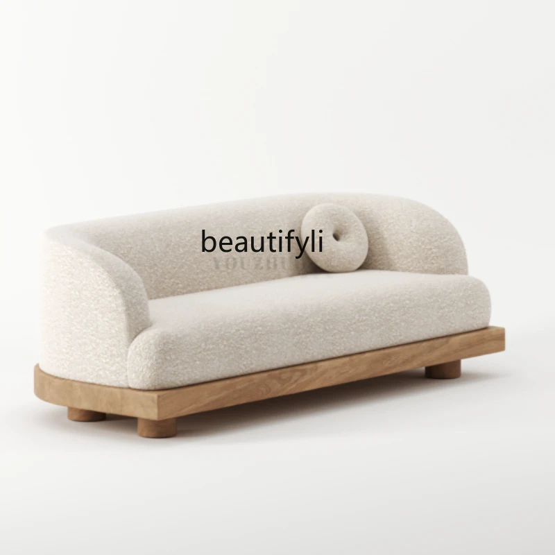 Nordic Simple Fresh Living Room Lamb Wool Fashion Small Apartment Log Japanese Lazy Leisure Sofa furniture