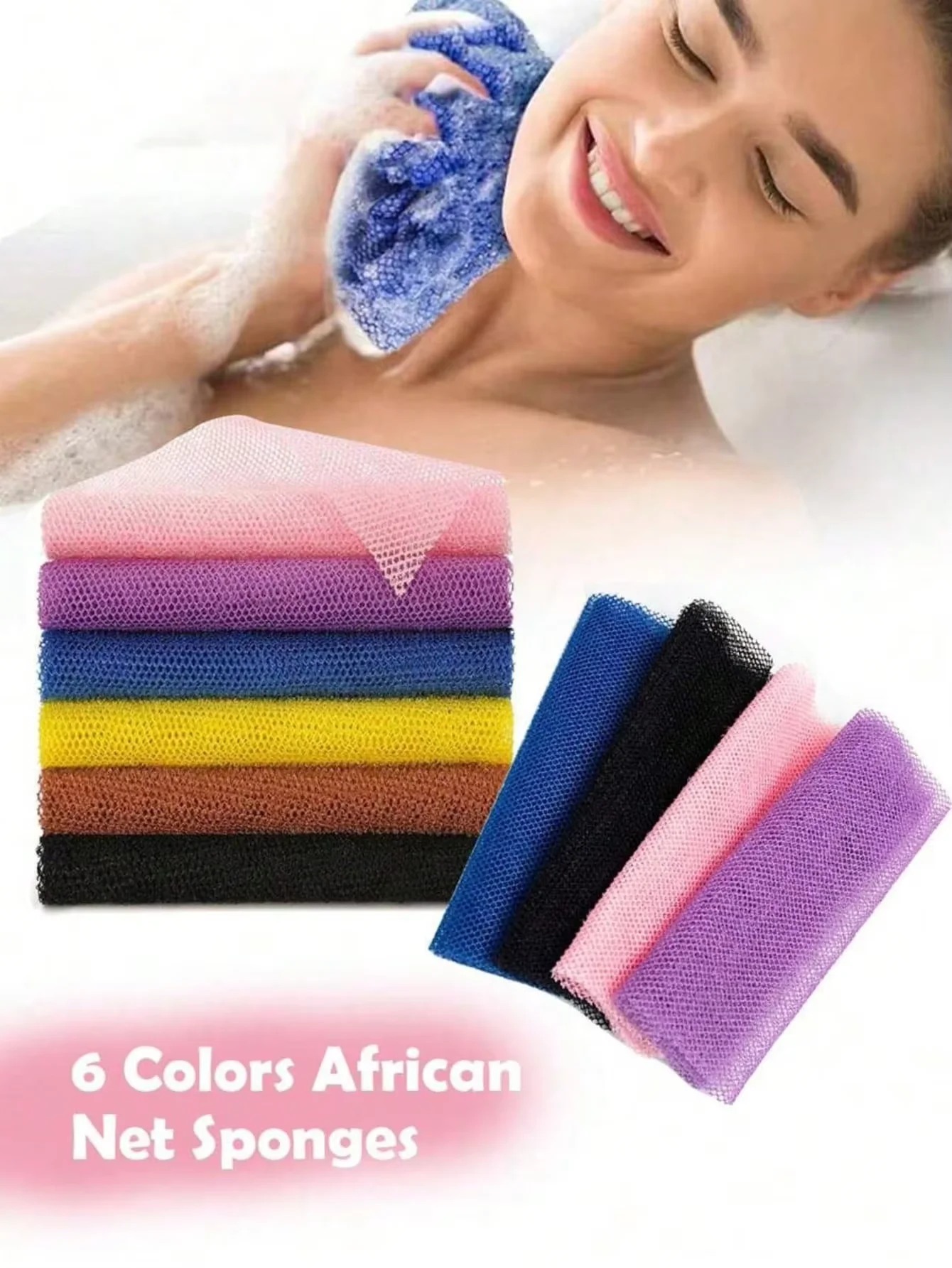 1 or 2 Pack Stretch African Exfoliating Net Sponge, Flexible Body Scrubber for Back Cleaning, Effectively Remove Dead Skin, Grim