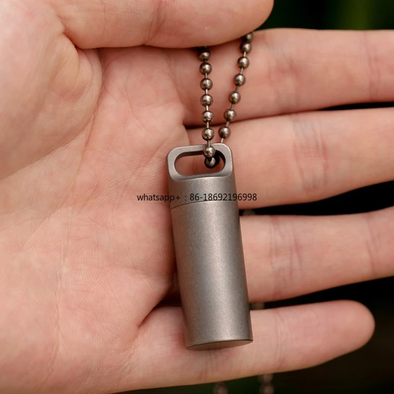 Outdoor Pure Titanium Sealed Carry Compartment Portable Outdoor Waterproof Equipment Pill Capsule Storage