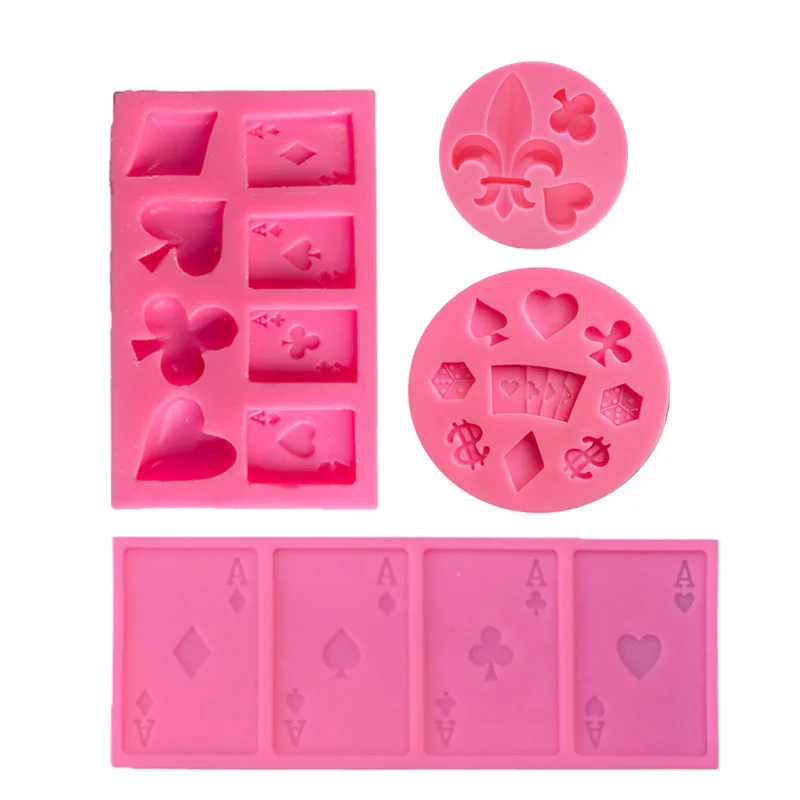 Playing Card Silicone Mould Poker Cookie Chocolate Fondant Cake Decoration Kitchen Baking Tool Clay Gumpaste Plaster Mould