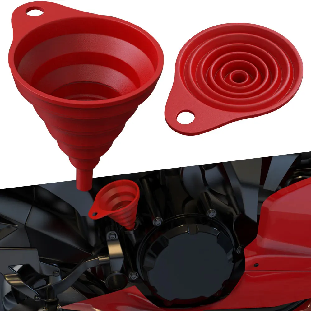 Motorcycle Engine Funnel Universal Silicone Liquid Funnel Washer Fluid Change Foldable Portable Engine Oil Petrol Change Funnels