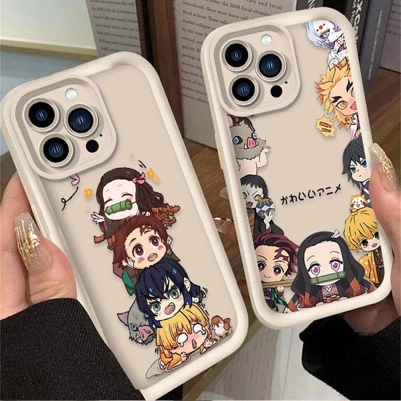 漫画鬼滅の刃マットスマホケース iPhone 16 16E 15 14 13 12 11 Pro Max X XS XS Max XR SE 2020 SE4 7 8 耐衝撃カバー