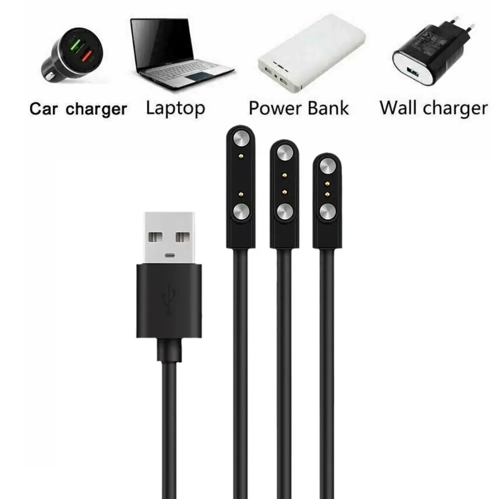 Magnetic Charge Charging Cable For Smart Watch For 2 Pins 2.84/4/7.62mm Distances Black Novel USB Power Charger Cables Universal