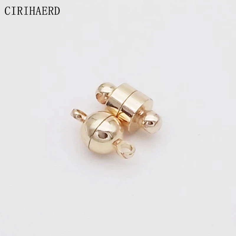 

Wholesale 6mm 14k Real Gold Plated Round Ball Cylinder Magnetic Buckle DIY Necklace Bracelet Closing Clasps For Jewelry Making