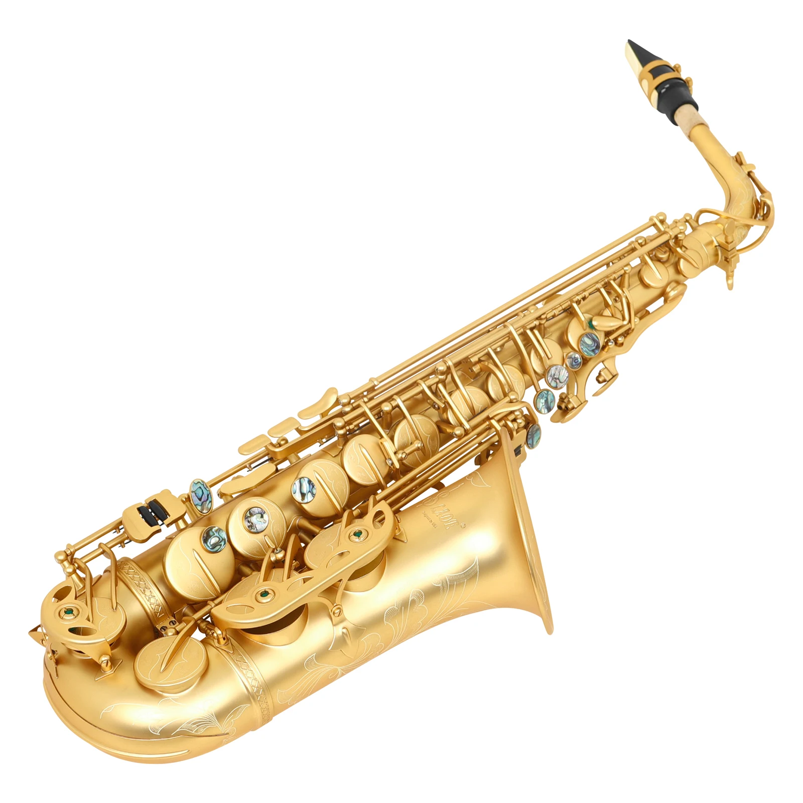 SLADE Eb Alto Saxophone Brass Body Frosted Finish Complete Student Kit with Case Mouthpiece & Folding Stand for Beginners