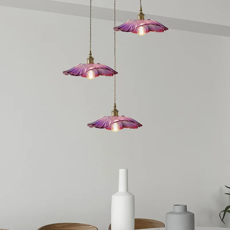 

New Classic Retro Brass Glass Pendant Lights Warm Light Indoor Bedroom Bedside Dining Room Living Room Decoration Chandelier HOT