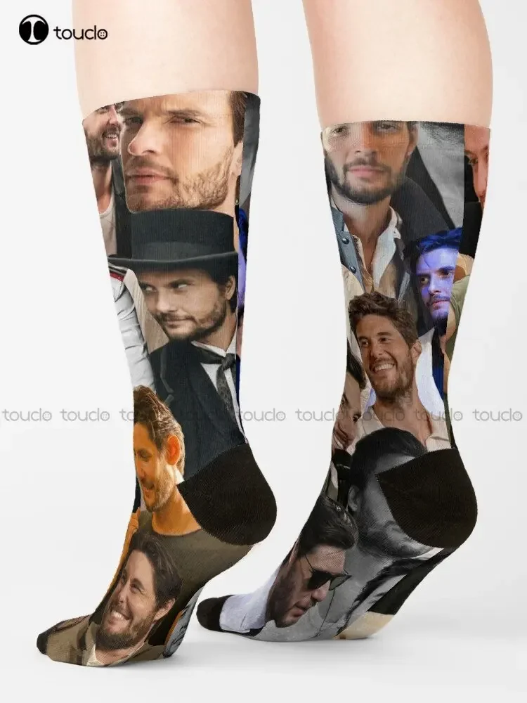 Ben Barnes Collage Socks Girls Soccer Personalized Custom Unisex Adult Teen Youth Socks Street Skateboard Socks Funny Art