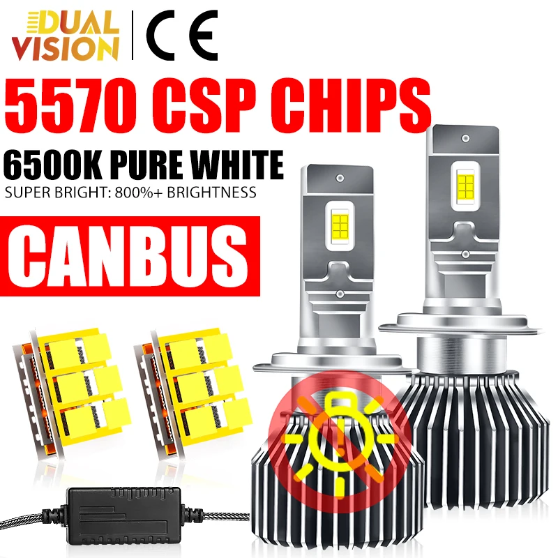 

K5C H7 Светодиодные фары Canbus H4 H11 Супер яркие 6500K Автомобильные фары H1 H8 H9 9005 HB3 9006 HB4 9012 HIR2 Автомобильная лампа дальнего/ближнего света