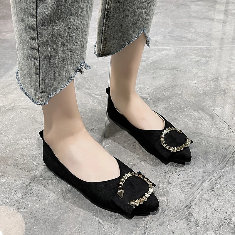 Fashion Women's Spring New Sexy Pointy Simple Solid Color Women's Shoes Elegant Party Party Dress Women's Flats Zapatos Mujer