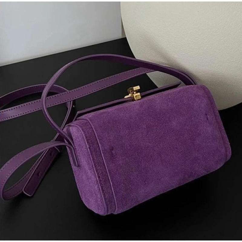 

Модная женская сумка, роскошный дизайн с замком, сумка через плечо, универсальный минималистичный кошелек на плечо, матовый фиолетовый женский ланч-бокс, сумка