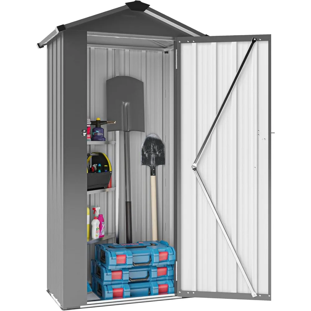 

Outdoor Metal Storage Shed, Waterproof Garden Tool Shed with Lock, Galvanized Steel Utility Cabinet, Weather-Resistant Storage L