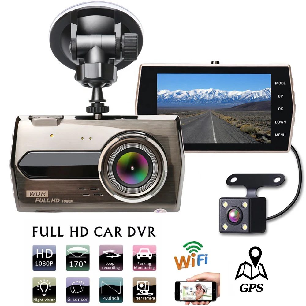 Car DVR WiFi Full HD 1080P Dash Cam Rear View Reverse Camera Night Vision Video Recorder Black Box Auto Dashcam GPS Registrator