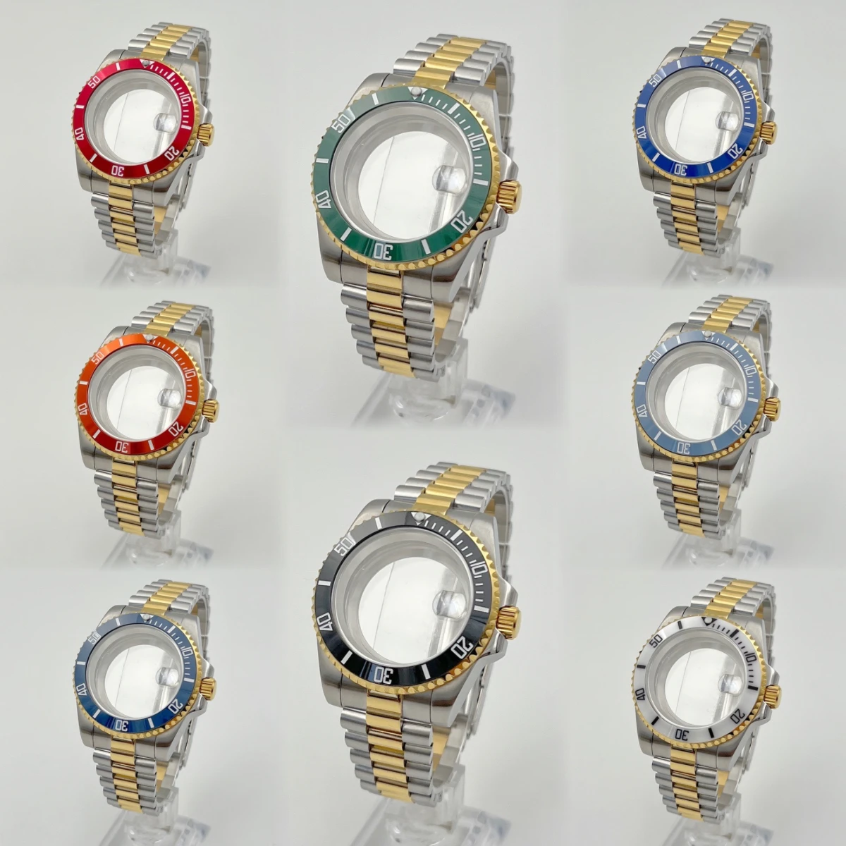 Gold Silver NH35 case President State Bracelet multiple color SUB bezel suitable for NH34/NH35/36