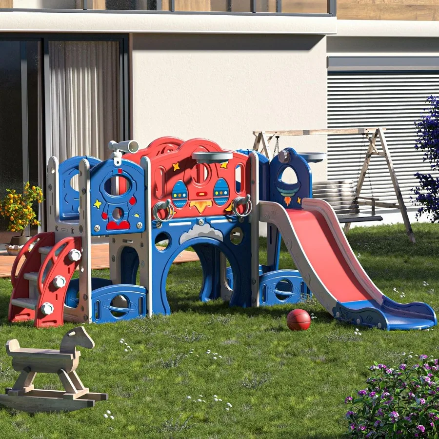 9in1 Castle Amusement Playground Playhouse Indoor Outdoor Playset for Toddlers Age 13 Backyard Climber Play Set Slide for Baby