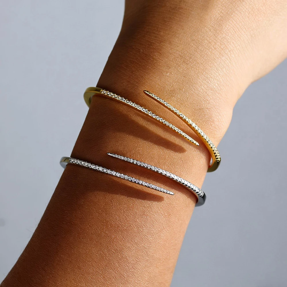 2026 Neues Klassisches Funkelndes Kubisches Zirkonium CZ Offenes Armband für Damen Modischer Beliebter Schmuck Geschenk für Party Hochzeit – Detail 8
