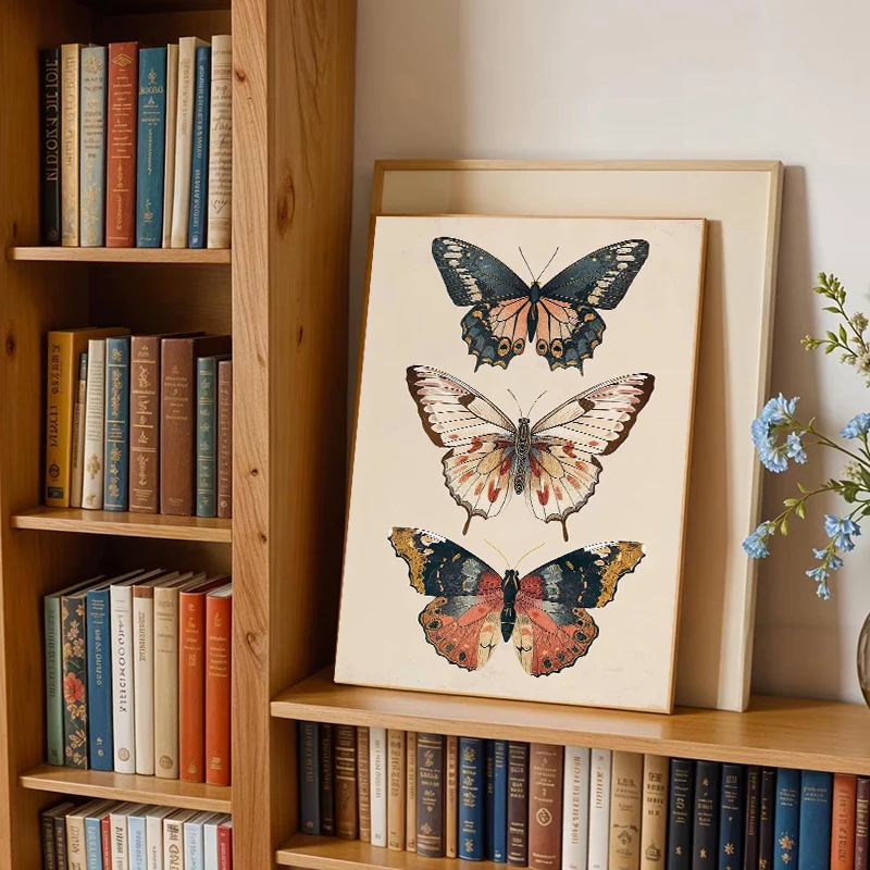 

Botanical Dark Blue Moth Black Butterfly Poster Print Boho Floral Canvas Painting Wall Art Pictures Home Decoration Cuadros