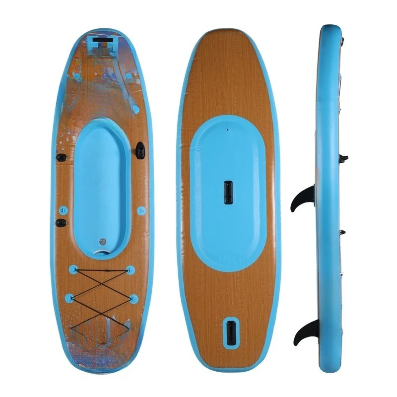 

brushed wood grain pulp board, standing fishing surfboard in all waters, all-round inflatable pulp board