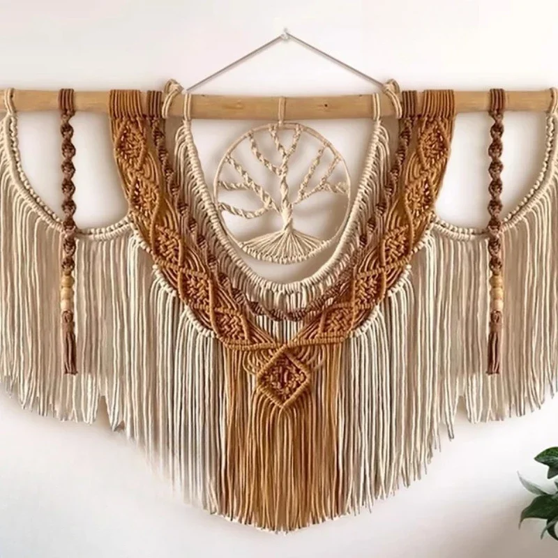 Living room tapestry, fringed tapestry, hand-woven decoration