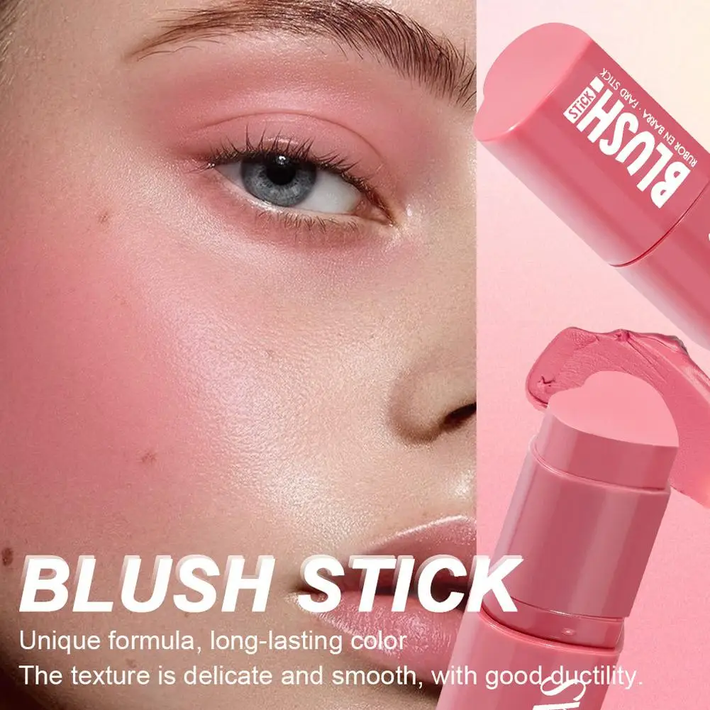 Bastão de maquiagem multifuncional 3 em 1, blush, batom, iluminador, à prova d'água, longa duração, aparência nude, design de caneta torcida