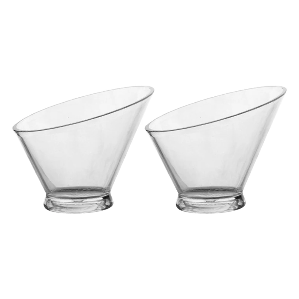 

2 Pcs Plastic Ice Cream Bowls Salad Containers Household Vegetable Bowls Food Serving Clear Cups Dessert Storage Easy Clean
