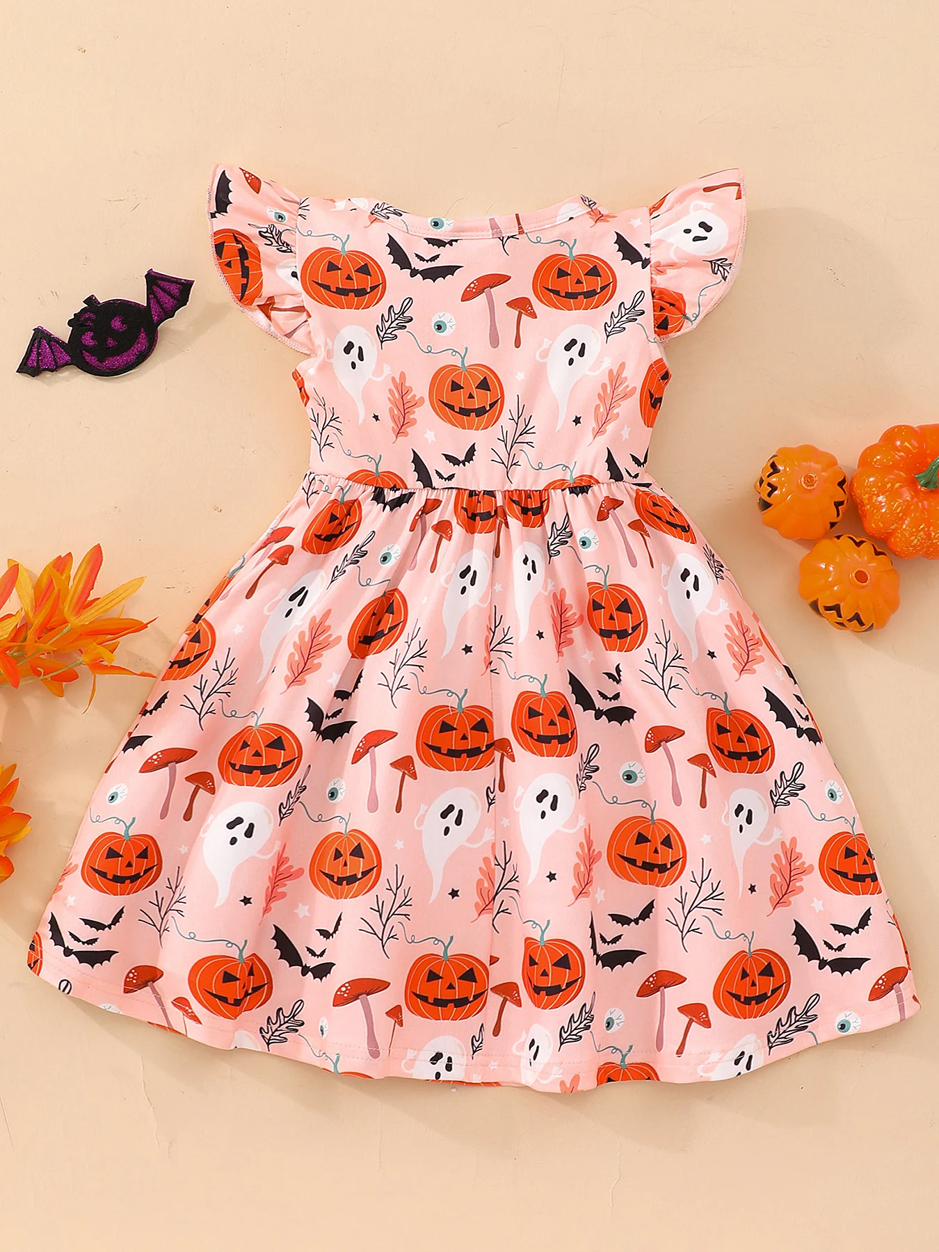 Girls\' Middle School and Children\'s Flying Sleeves Dress 【 Halloween 】