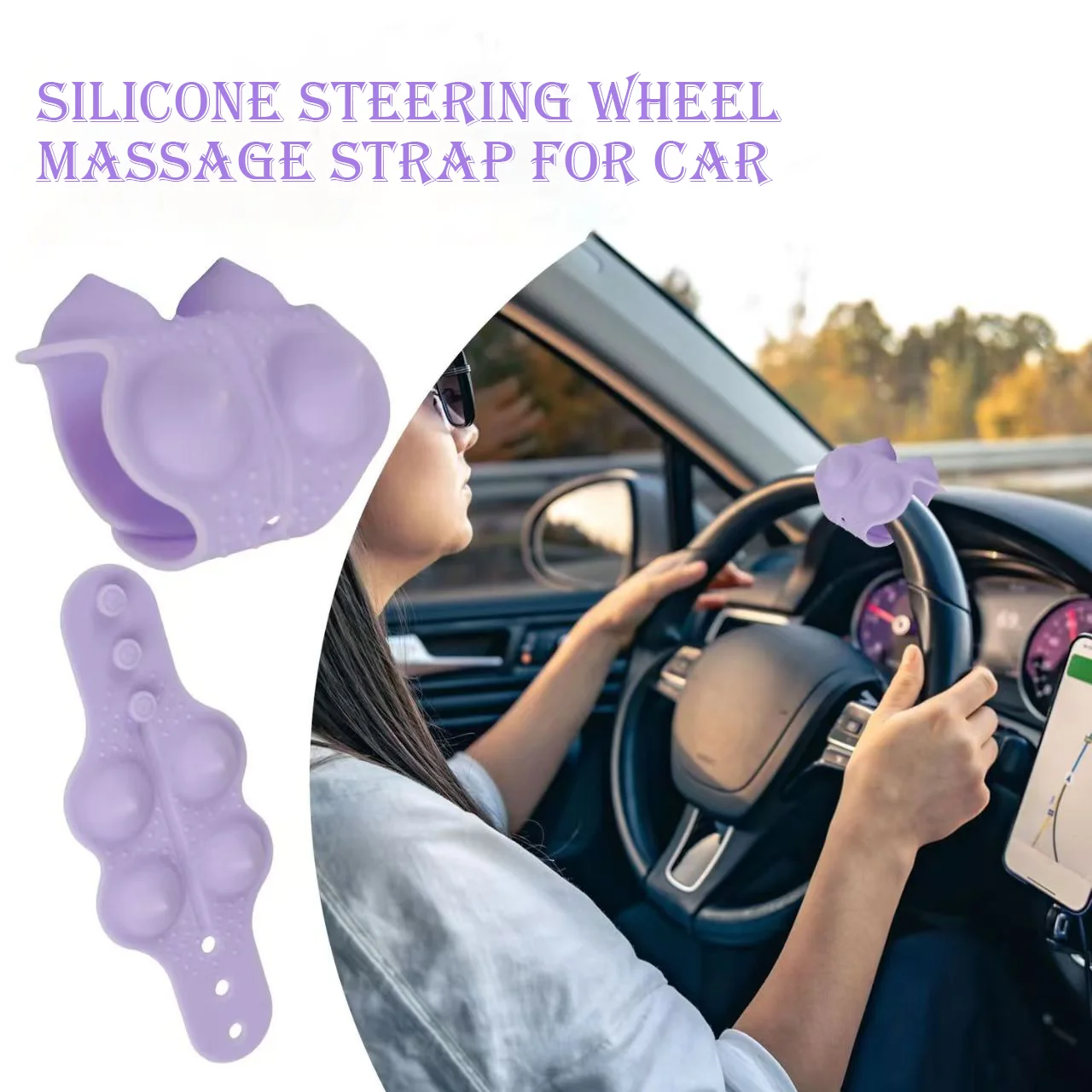 2pc Steering Wheel Anti-Slip Grip Enhancer With Center Return Aid - Steering Wheel Corrector For Improved Control & Safety, Fits