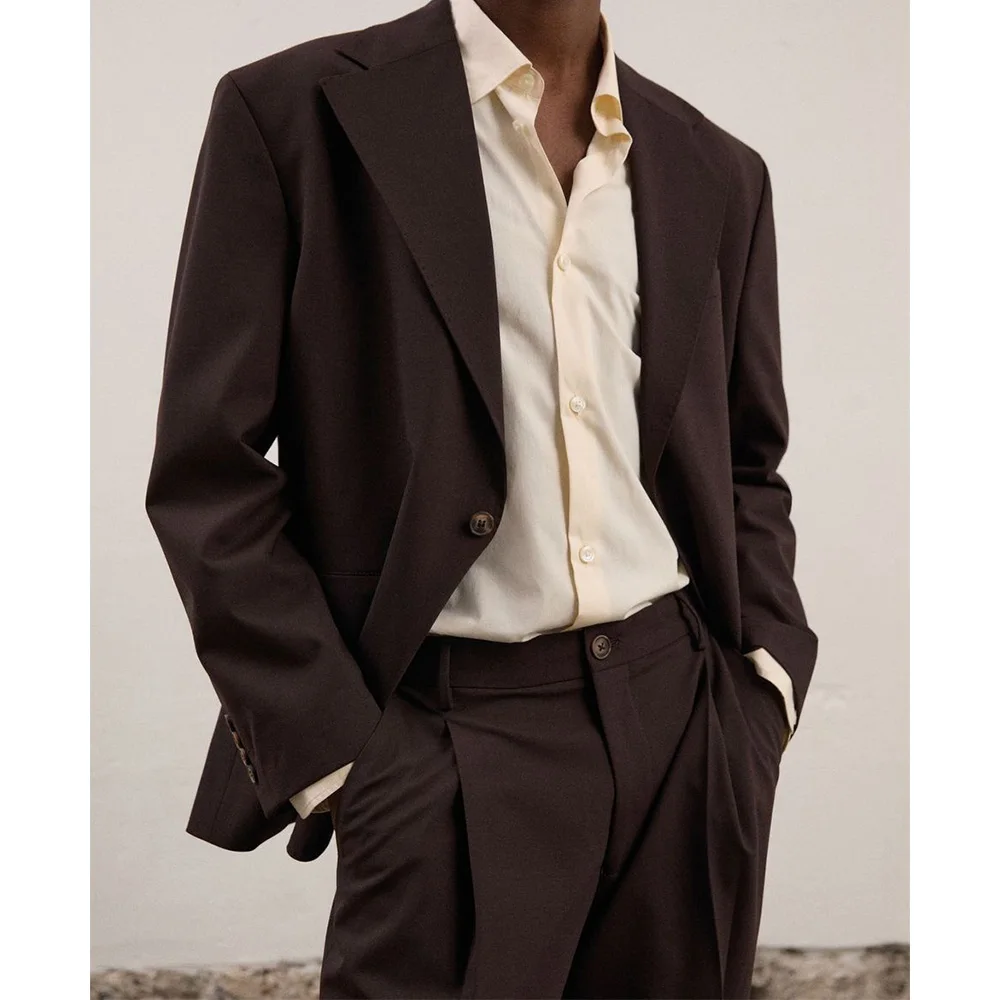 

Mens Two Piece Suit Set Blended Single Breasted Casual Business Suits for Men Comfortable Breathable Mens Suits Fashion Formal O