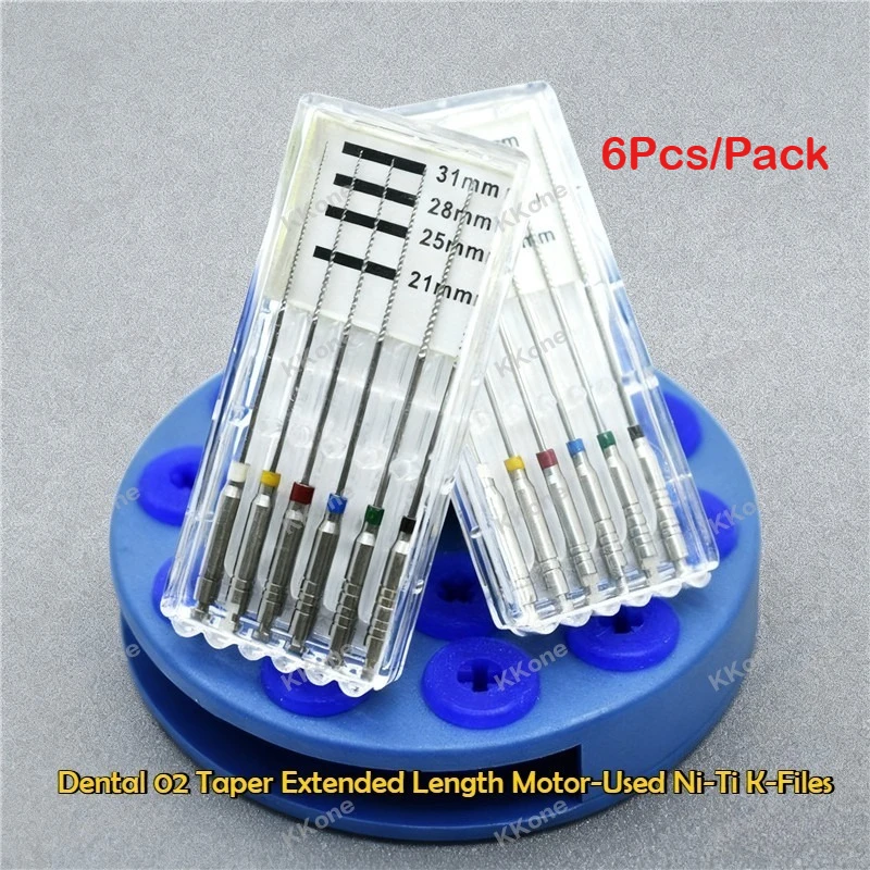 2Packs Dental 02Taper Extended Length Motor-Used Ni-Ti K-Files 31mm K-Type Reamers Endodontic Files Dental Instruments Materials