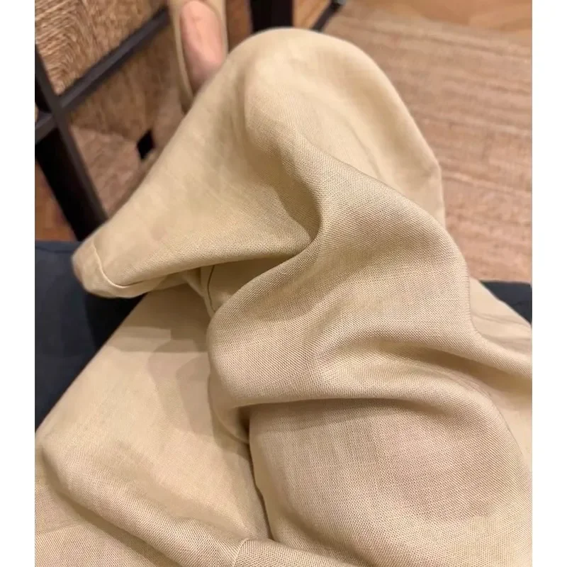 الكاكي القطن الكتان ياماموتو السراويل النساء الصيف جديد عالية الخصر ضئيلة فضفاضة مستقيم سراويل تقليدية مريحة فضفاضة تناسب السراويل #1