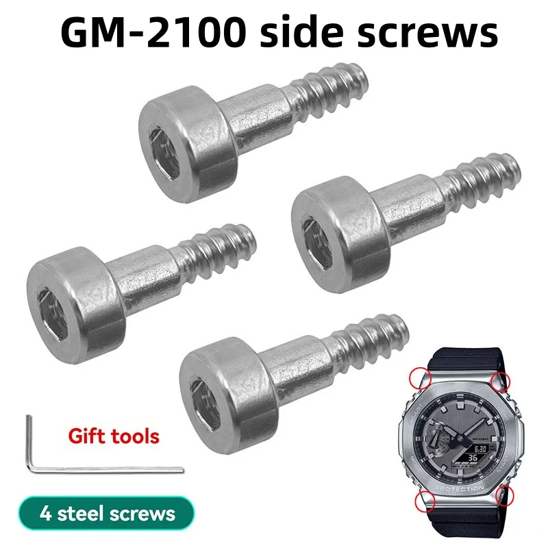 Accesorios de Acero para Casio GM-2100 GM2100 GM 2100 GM-2100-1ADR, Carcasa de Metal para Esfera, Tornillos Laterales en Ambos Lados, Bisel