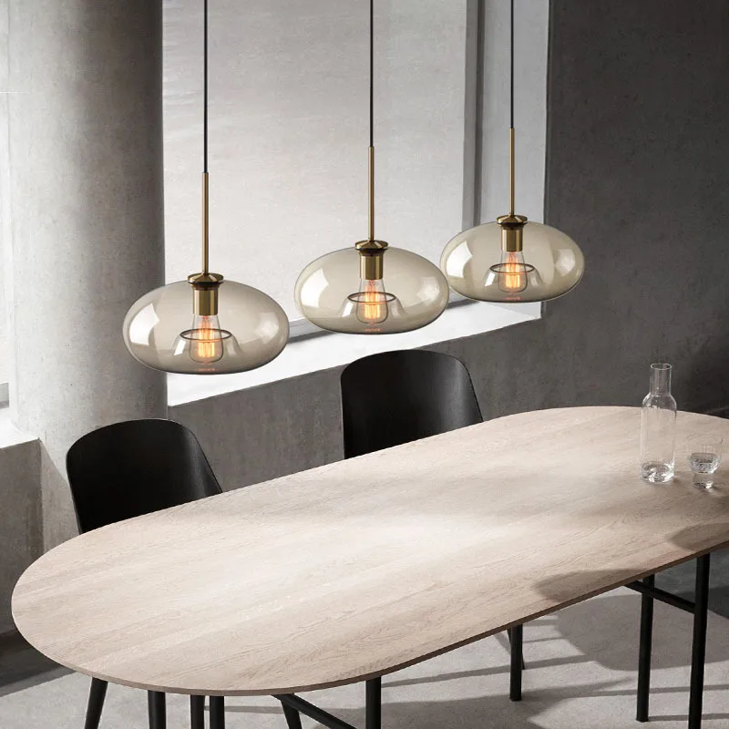 Nordic LED High quality glass pendant light Gold coloured head Various shapes of glassBedroom Living Room Restaurant Corridor