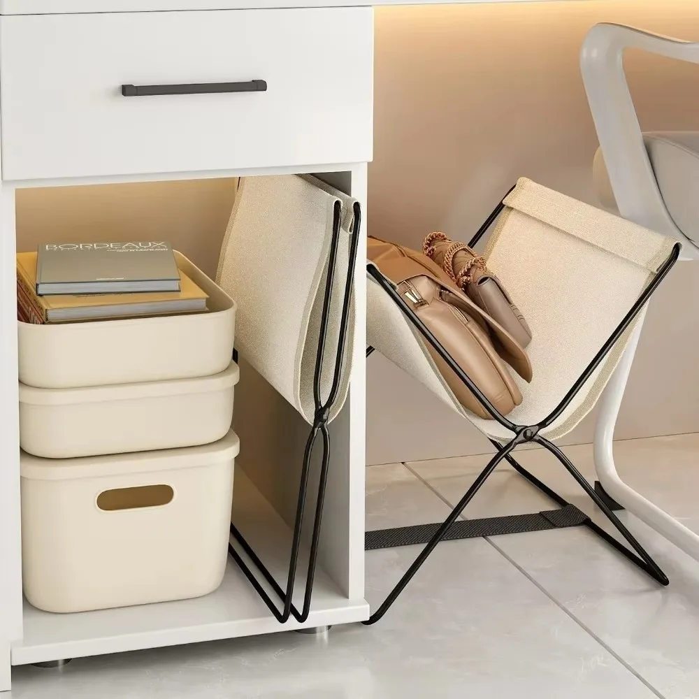 Foldable Bags Storage Racks Open Design Multifunctional Storage Basket with Sturdy Metal Frame Clutter Organizer