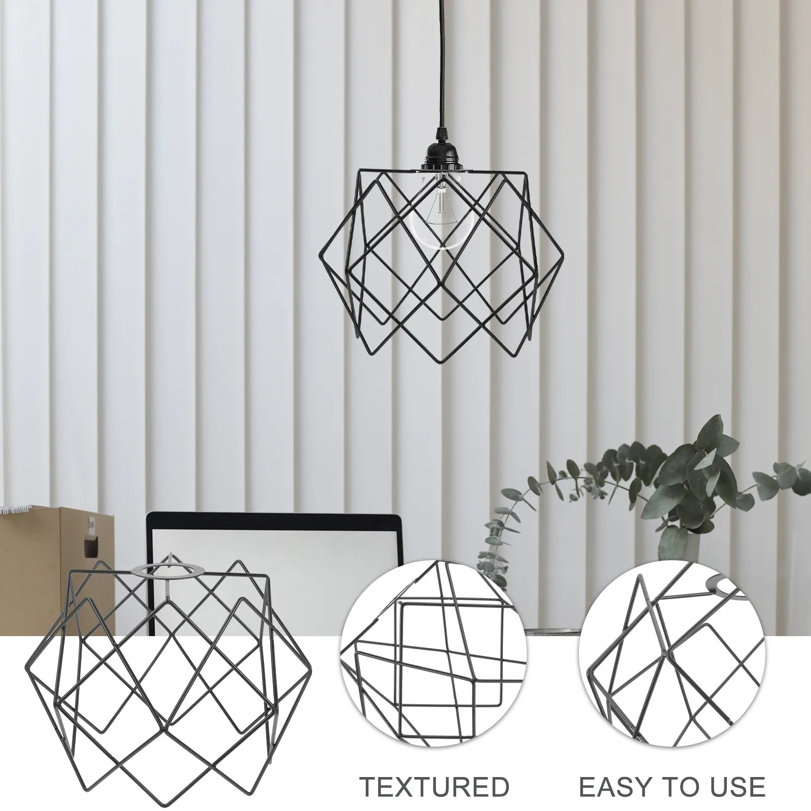 

Black Metal Lampshade Hollow Out Pendant Light Shade E27 Modern Replacement Lampshade Decorative Lighting for Home Restaurant
