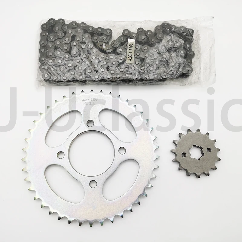 Motorcycle parts sprocket set large tooth small tooth set chain 428H 42T-15T 116L For Suzuki Haoke EN150-A EN125-3F EN125-3A 3E