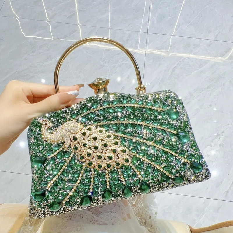 New Fashionable Women's Full Diamond High-end Handbag Party Shoulder Crossbody Bag, Dinner Bag