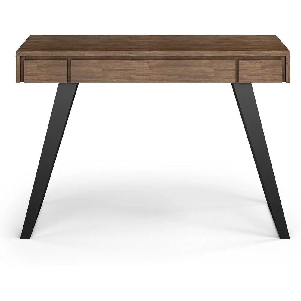 جديد - مكتب صغير بعرض 44 بوصة من خشب أكاسيا الصلب باللون البني الطبيعي الريفي لمكتب المكتب وطاولة الكتابة #5