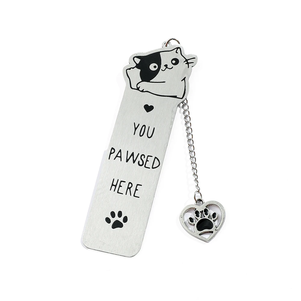 Colored glasses stainless steel dog paw pendant bookmark, a reading gift for book lovers, book fans, bookworms, and friends