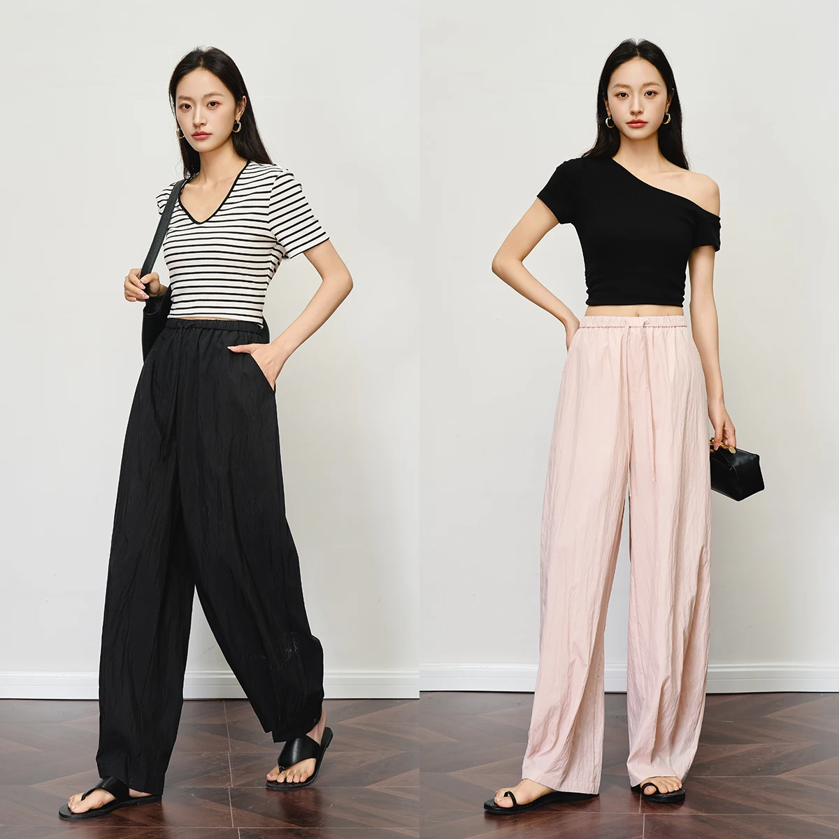 

OLrain Summer 2025 Women's Bloomer Casual High Waist Loose-fitting Pleated Pants Wide-legs Trousers Woman Clothes O57XK99685
