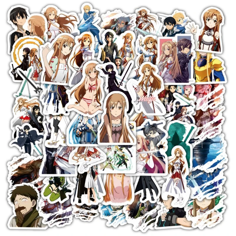 60/30/10PCS Kirito Asuna Alice Zubeiruku Popular Game 2D Peripherals Phone Cup Laptop Suitcase Decoration Waterproof Stickers