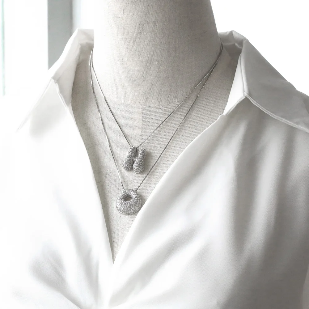 New Design A-Z Letters Necklaces for Women CZ Crystal Custom Name Initial Necklaces Statement Jewelry nkew07
