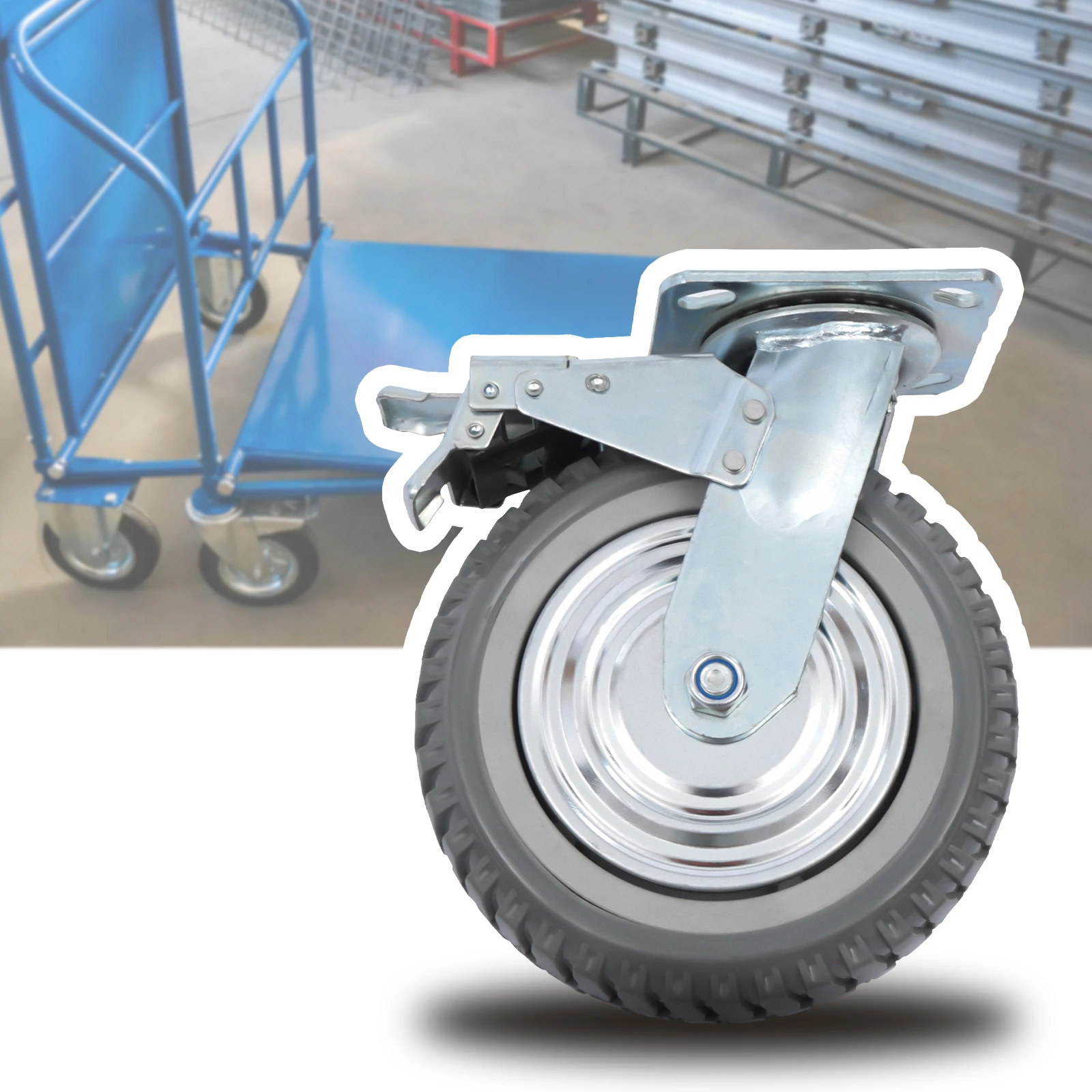 Rodas sólidas resistentes do rodízio, antiderrapante, 8"