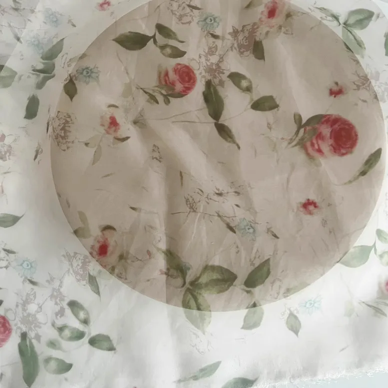 

1 ярд с принтом роз, одежда Cheongsam, юбки, платья, кукольная одежда «сделай сам», ткань для шитья, шифоновая ткань абрикосового цвета