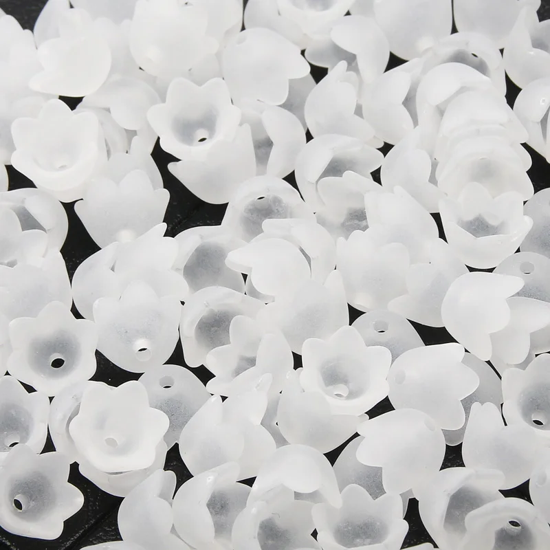 Perles acryliques blanches 10x7mm fleur perles d\'espacement en vrac pour la fabrication de bijoux bricolage cadeau d\'anniversaire boucles d\'oreilles