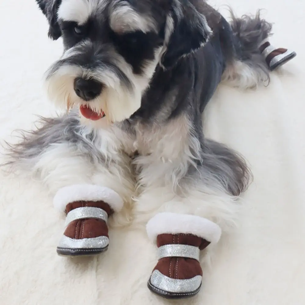 4 teile/satz Verdickte Hund Schnee Stiefel Winddicht Reflektierende Nicht-slip Pet Stiefel Weiche Einstellbare Winter Welpen Schuhe für Hunde welpen