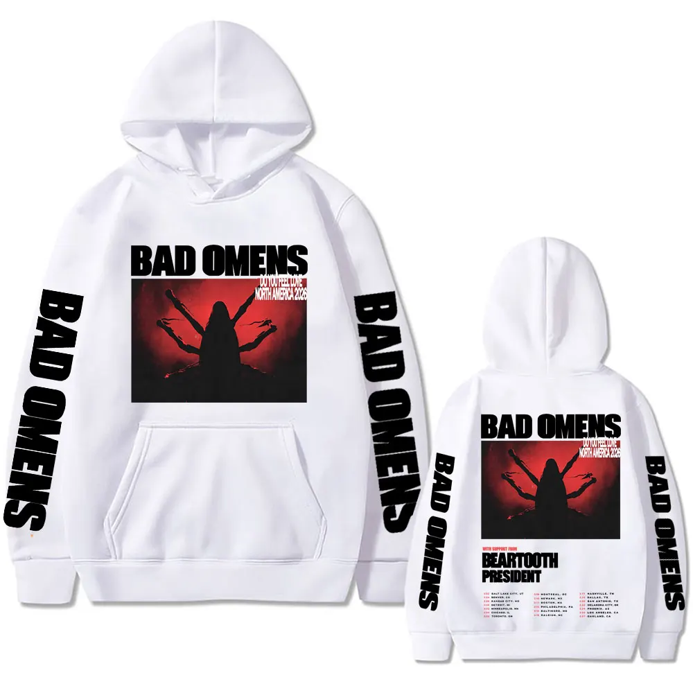 Rock Band Bad Omens Do You Feel Love Tour 2026 Hoodie Men Women Vintage Oversized Sweatshirt Male Hip Hop Gothic Punk Streetwear