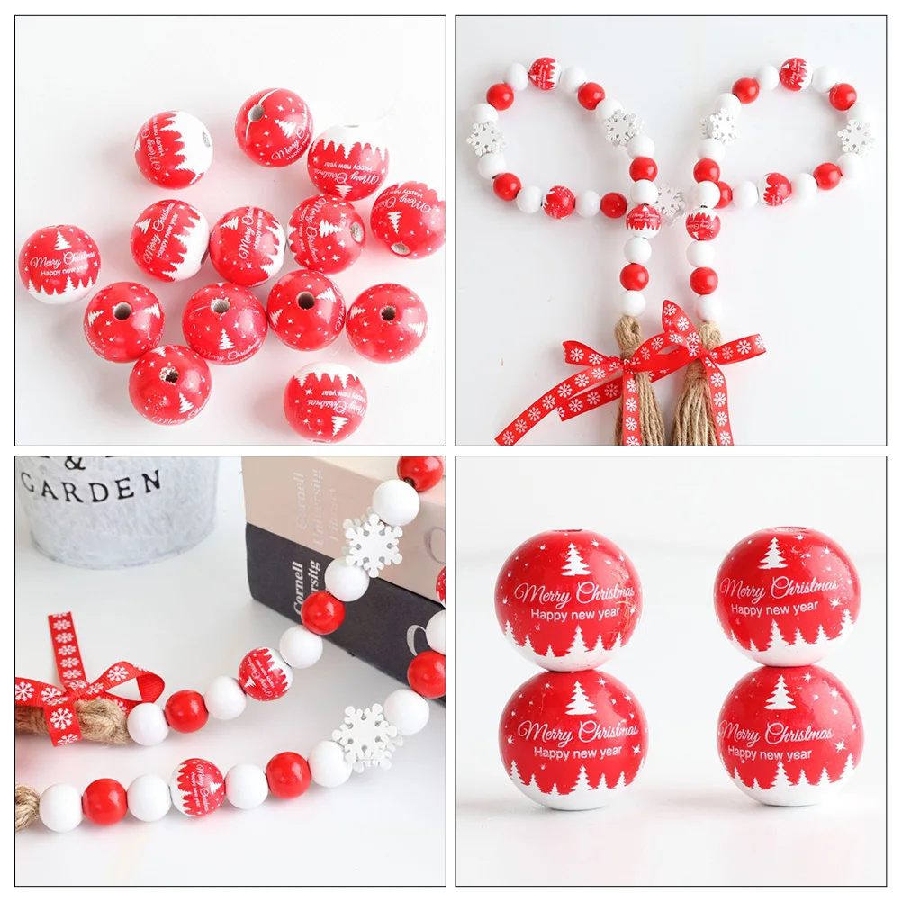 50 قطعة من الخرز الخشبي المستدير الفاخر، سطح أملس آمن لمشاريع DIY، ديكور عيد الميلاد، خرزات خشبية لعيد الميلاد، خرزة عيد الميلاد #1