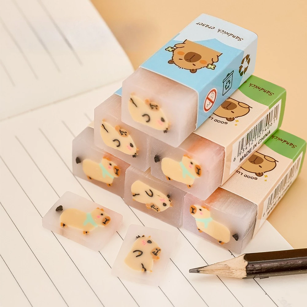 

Kapibala Eraser Primary School Student Cartoon Sandwich Painting Eraser Cute Capybara False Debris Correction Pencil Rubber